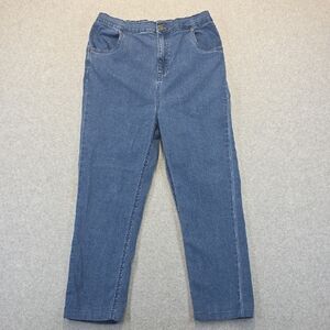 Denim Moves Elastic Waist Jeans Women’s Large Blue Stretch Straight Leg